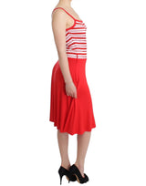 Red striped jersey A-line dress by Faz