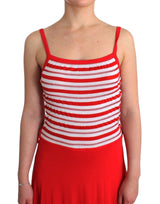 Red striped jersey A-line dress by Faz