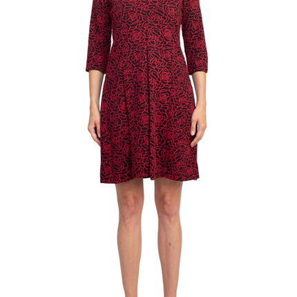 Emma & Michele V-Neck 3/4 Sleeve Embroidered Dress by Curated Brands