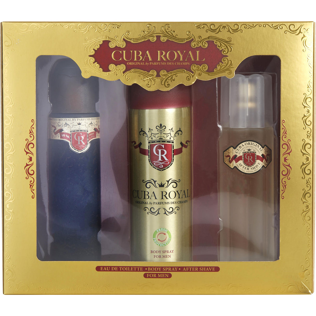 CUBA ROYAL by Cuba - EDT SPRAY 3.4 OZ & AFTERSHAVE 3.4 OZ & BODY SPRAY 6.6 OZ - Men