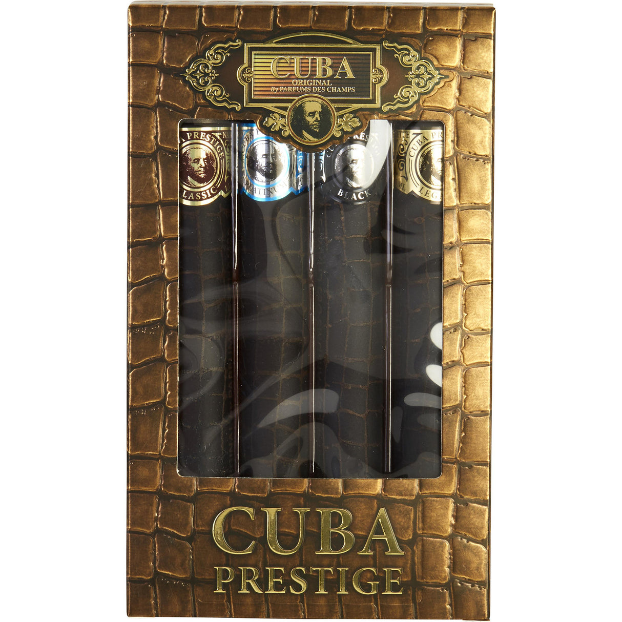 CUBA VARIETY by Cuba - 4 PIECE VARIETY-PRESTIGE SET-INCLUDES CLASSIC, BLACK, PLATINUM & LEGACY AND ALL ARE EDT SPRAY 1.17 OZ - Men