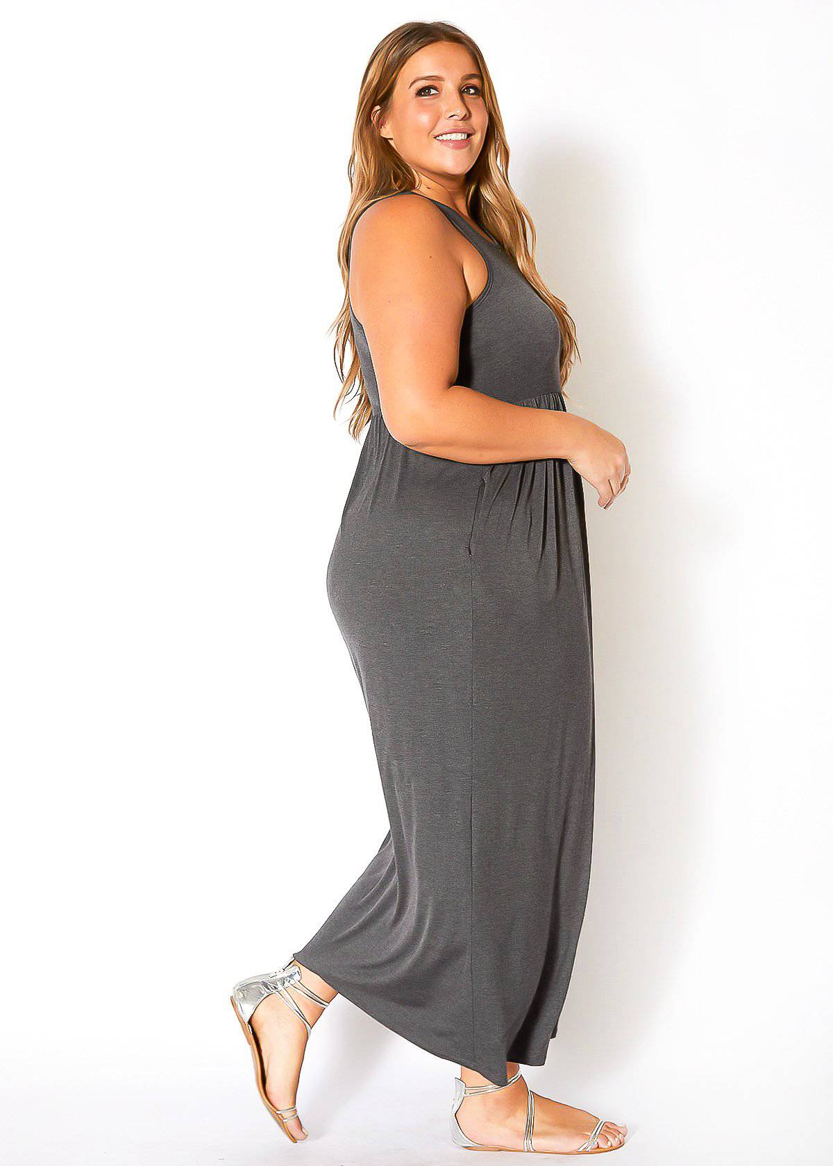 Plus Size Womens Sleeveless Pleated Maxi Dress by Shop at Konus