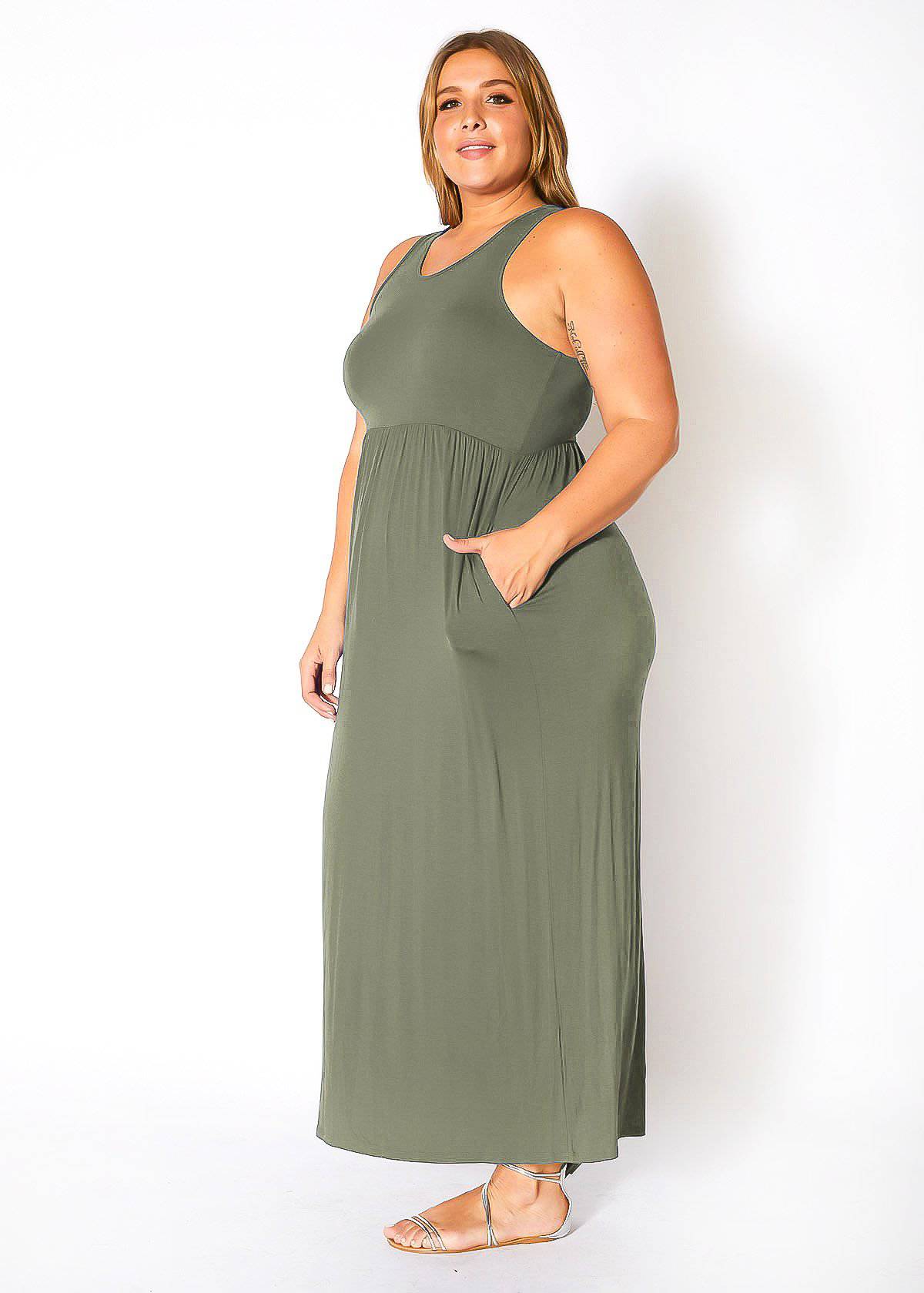 Plus Size Womens Sleeveless Pleated Maxi Dress by Shop at Konus