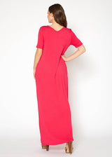 V-neck Short Sleeve Maxi Dress With Pockets by Shop at Konus