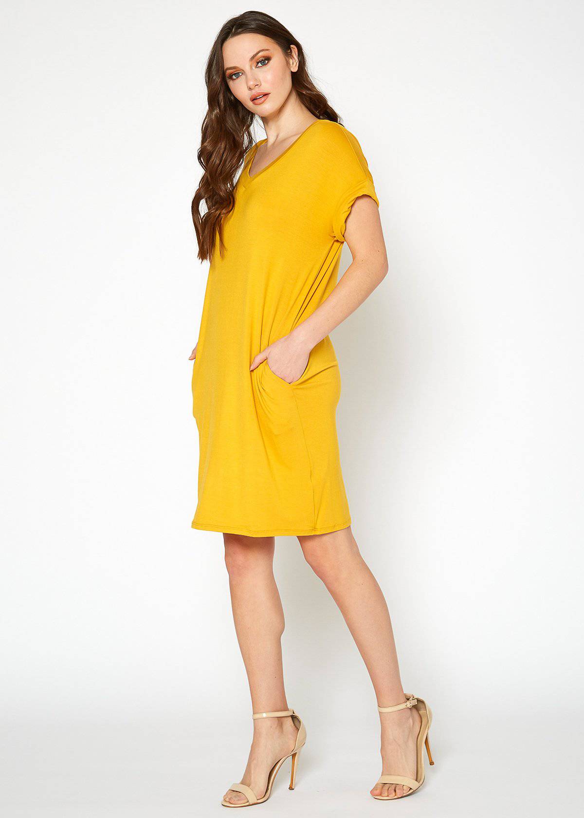 Women's Round Neck T-shirt Dress With Pocket by Shop at Konus