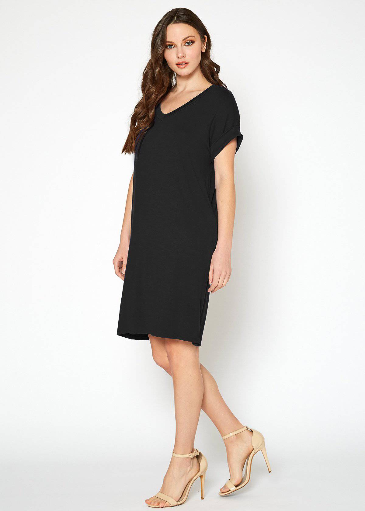 Women's Round Neck T-shirt Dress With Pocket by Shop at Konus