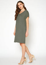 Women's Round Neck T-shirt Dress With Pocket by Shop at Konus