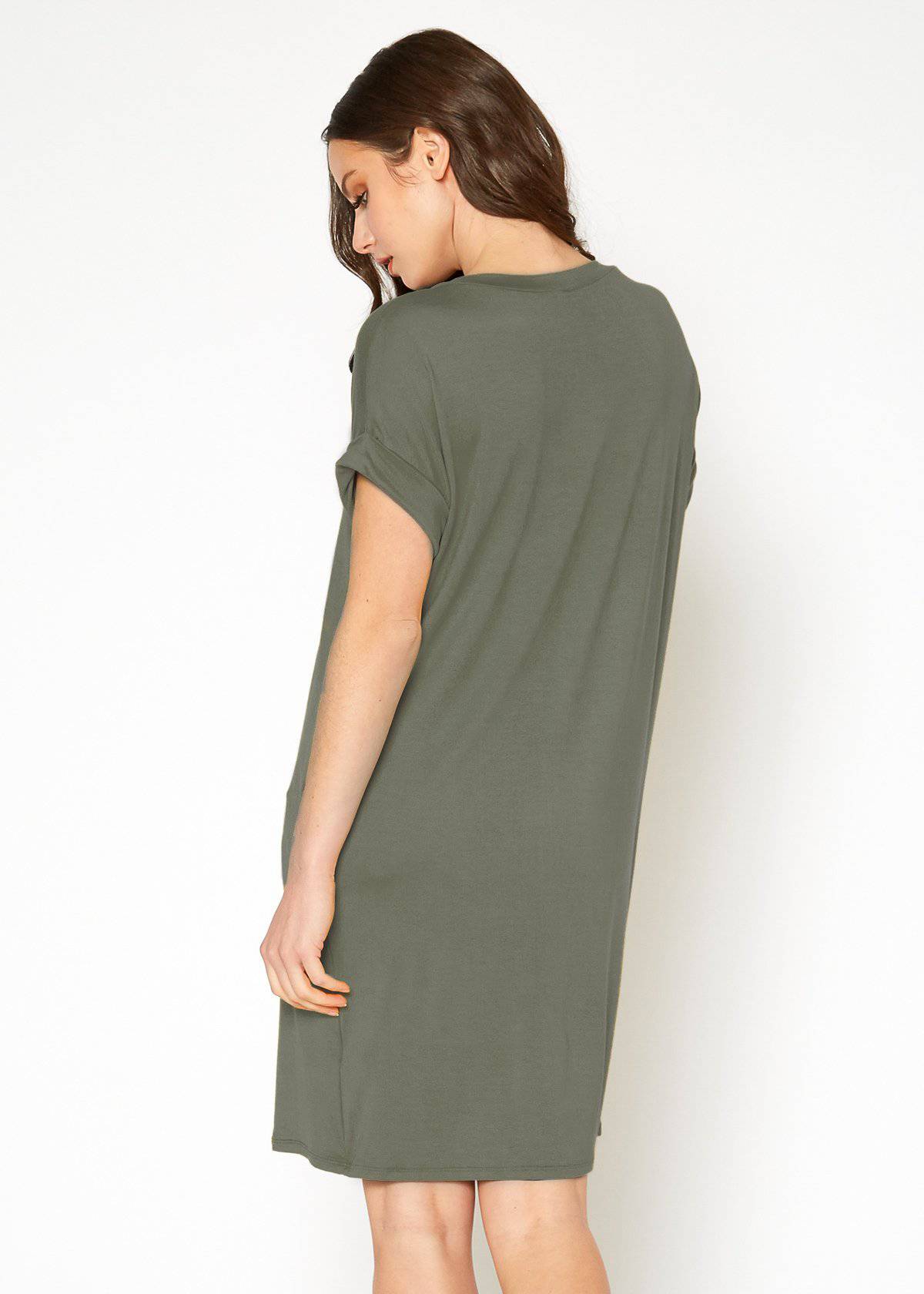 Women's Round Neck T-shirt Dress With Pocket by Shop at Konus