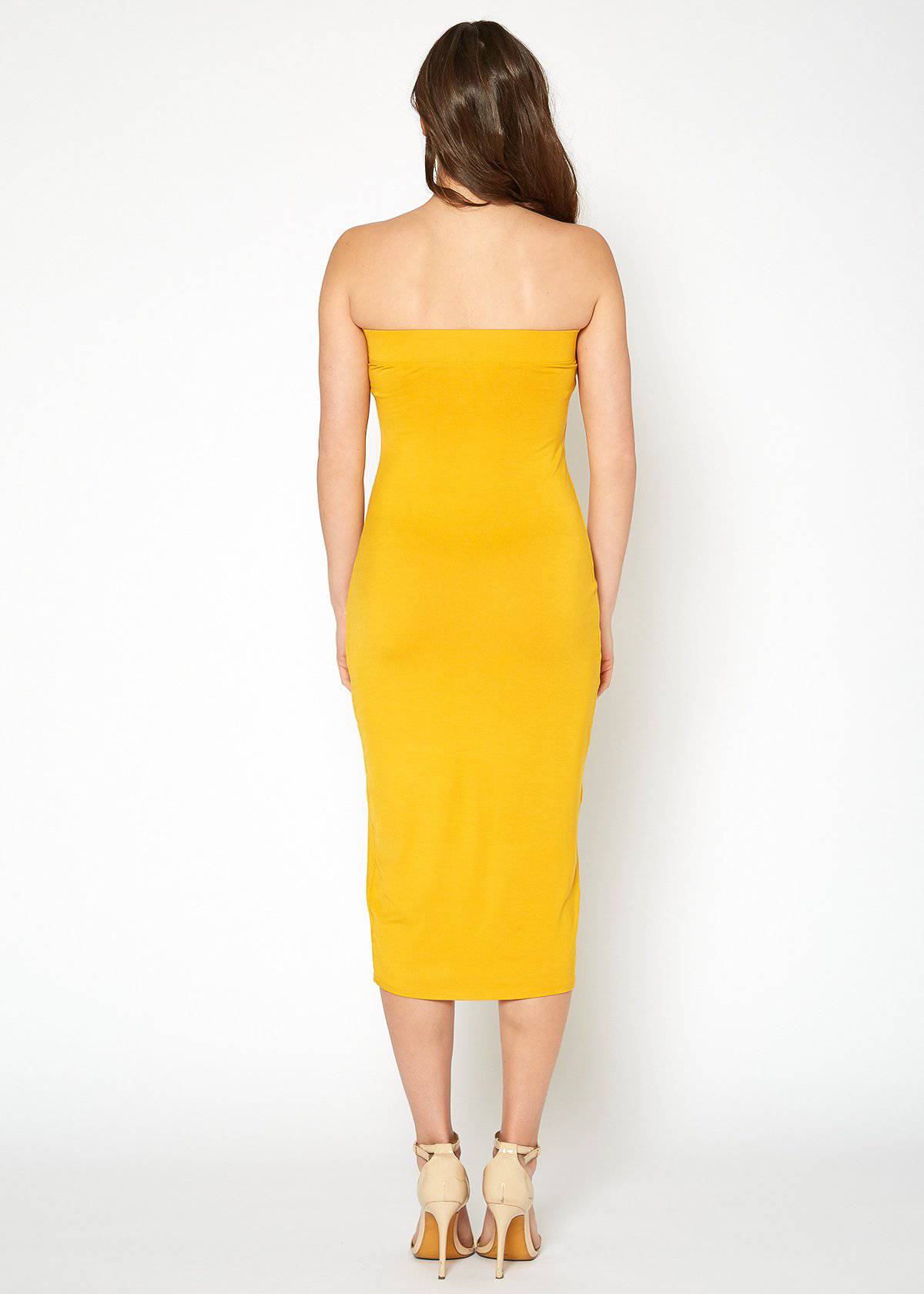 Women's Tube Top Bodycon Midi Dress by Shop at Konus