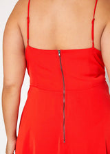 Plus Size V-neck Spaghetti Strap Cocktail Dress in Poppy Red by Shop at Konus