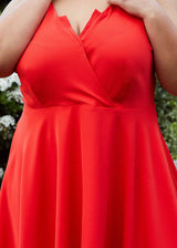 Plus Size V-neck Spaghetti Strap Cocktail Dress in Poppy Red by Shop at Konus