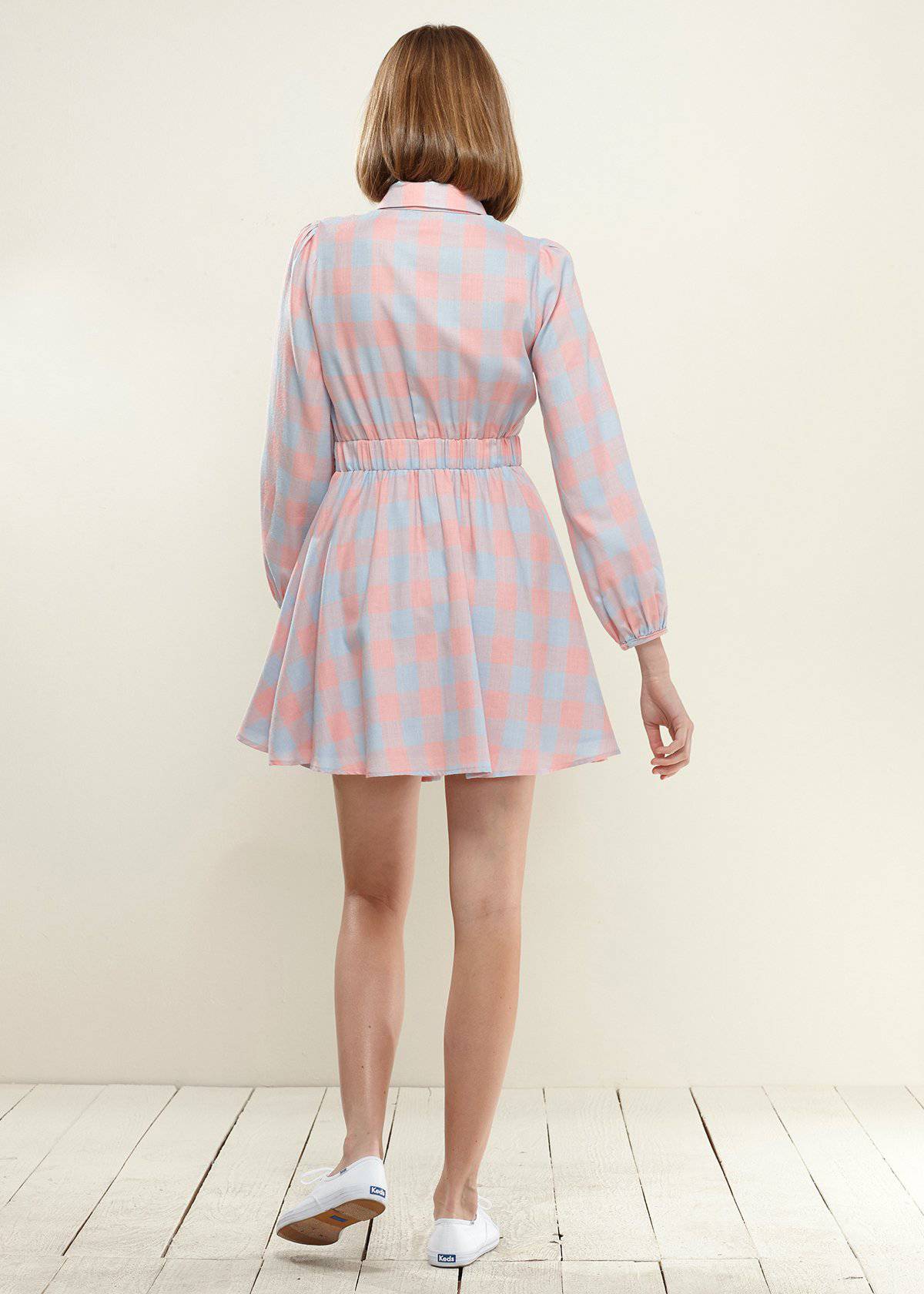 Women's Button Up Shirt Dress in Bubble Gum by Shop at Konus