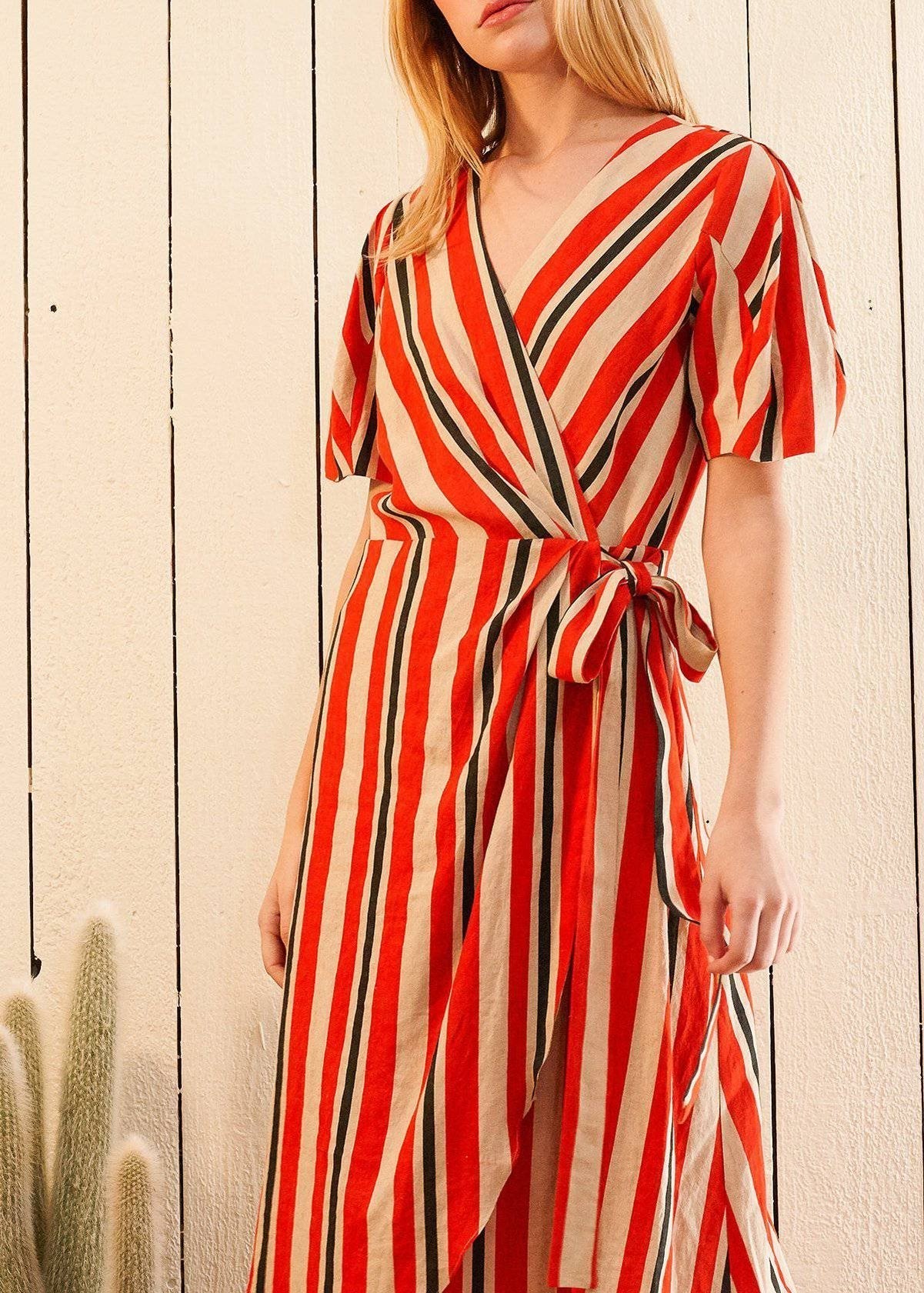 Puff Sleeve Wrap Dress in Poppy Multi by Shop at Konus