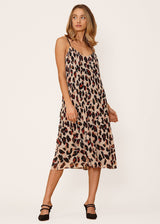 Women's Pleated Cami Dress in Leopard Sketch by Shop at Konus