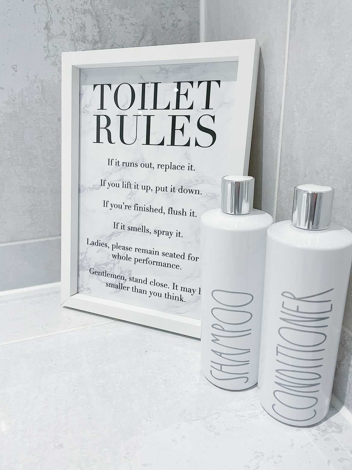 Toilet Rules Funny Humorous Bathroom Wall Decor Print - With Or Without Marble by WinsterCreations™ Official Store