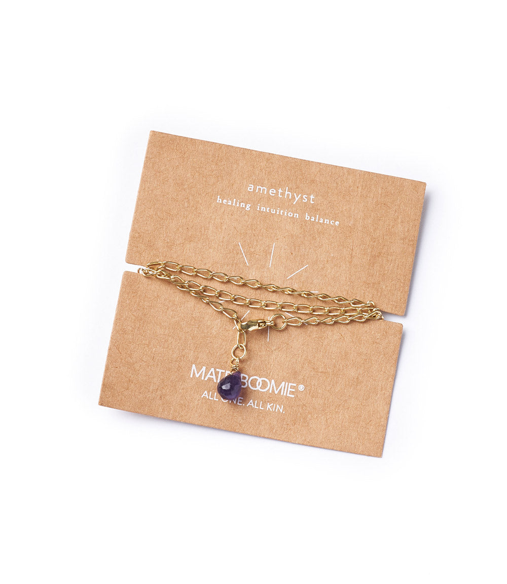 Indali Amethyst Gemstone Drop Necklace - Purple, Semi Precious by Matr Boomie