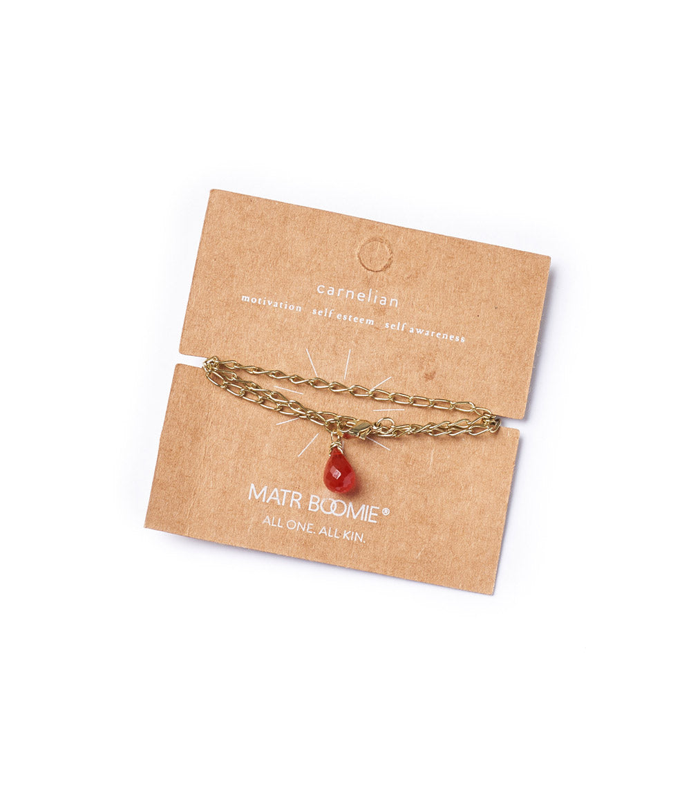 Indali Carnelian Gemstone Drop Necklace - Orange, Semi Precious by Matr Boomie