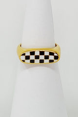 Checkered Oblong Ring by Ellisonyoung.com