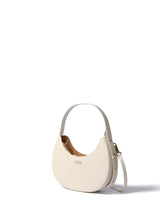 Naomi Leather Moon Bag with Croc-Embossed Pattern, White by Bob Oré