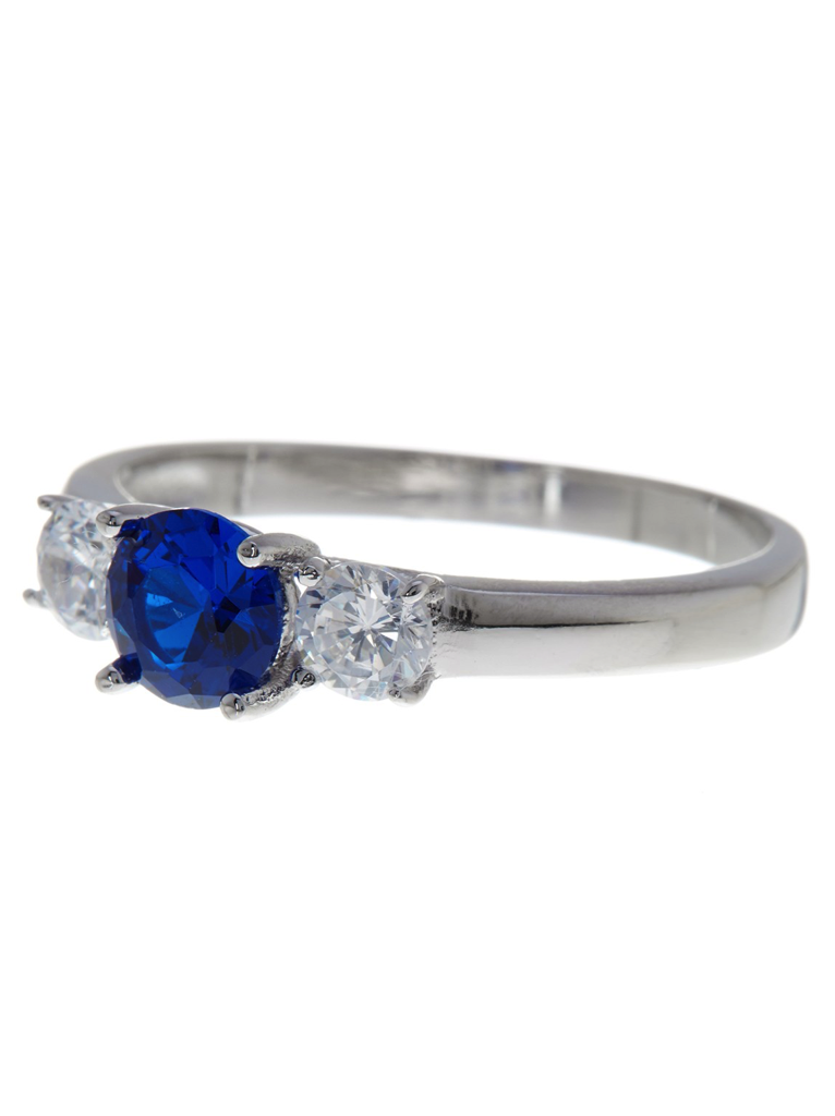 Sterling Silver Sapphire CZ Three Stone Ring by Sterling Forever