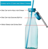 Blue Plastic Bottle With Straw 12 Pack 22 Oz by Hammont