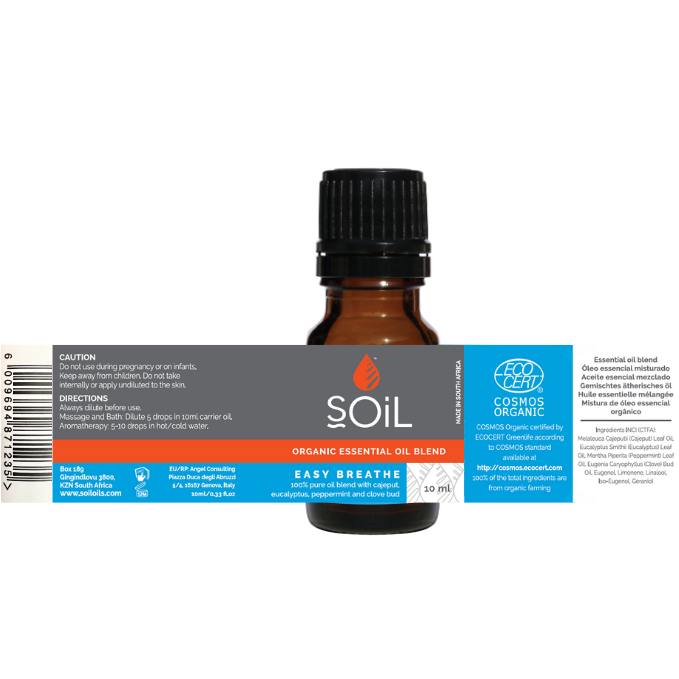 Easy Breathe - Organic Essential Oil Blend by SOiL Organic Aromatherapy and Skincare