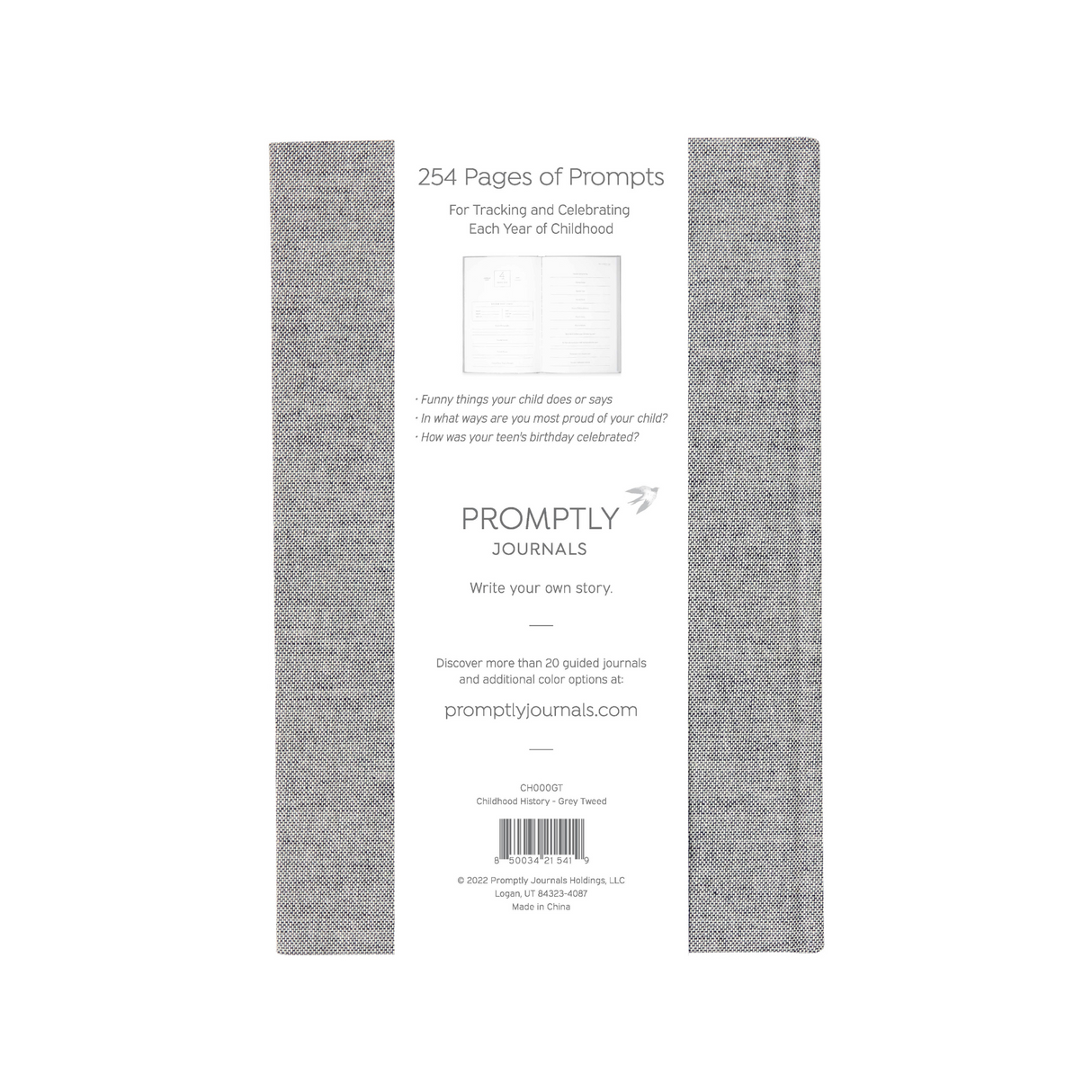 A Complete Childhood History: From Pregnancy to 18 Years Old (Grey Tweed, Linen) by Promptly Journals