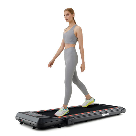 2 in 1 Folding Treadmill with Incline with Remote Control-Red