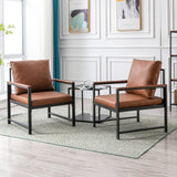 Modern Faux Leather Accent Chair with Metal Frame by Blak Hom