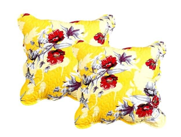 DaDa Bedding Set of 2 Sunshine Yellow Hummingbirds Floral Scalloped Throw Pillow Covers, 18" (JHW925) by DaDa Bedding Collection