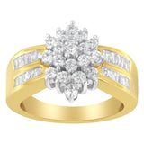 10K Yellow Gold 1.0 Cttw Marquise Composite Diamond Cluster Cocktail Ring (H-I Color, SI2-I1 Clarity) by Haus of Brilliance