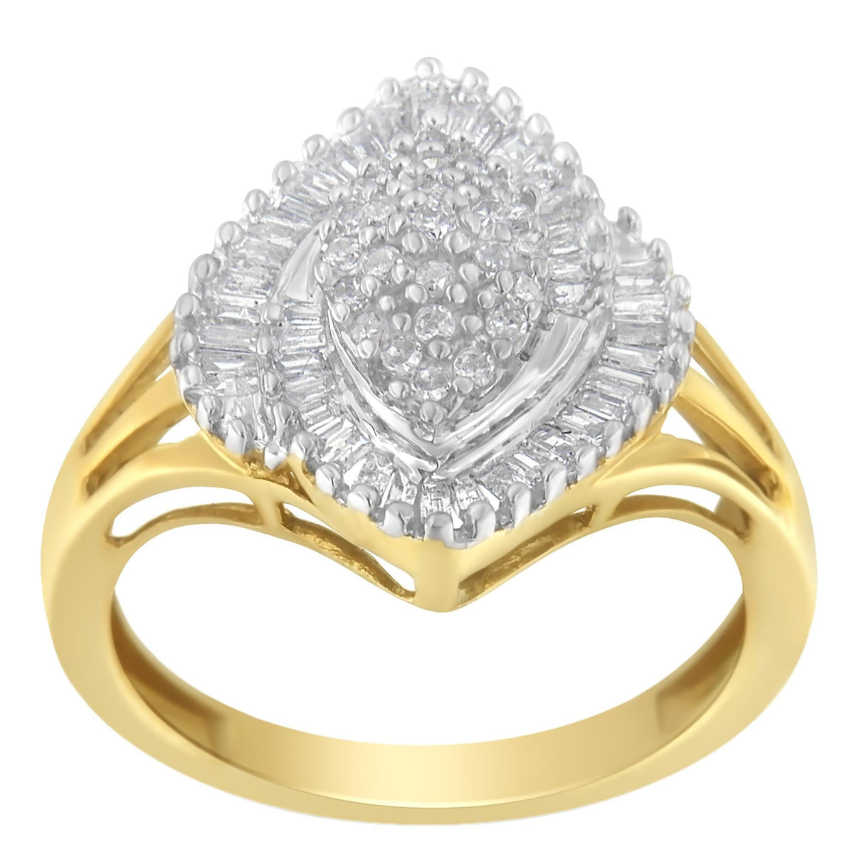 10K Yellow Gold Diamond Cocktail Ring (1/2 Cttw, J-K Color, I2-I3 Clarity) by Haus of Brilliance