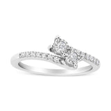 10K White Gold 1/4 Cttw Miracle Set Round Cut Diamond Two-Stone Ring (H-I Color, I2 Clarity) by Haus of Brilliance