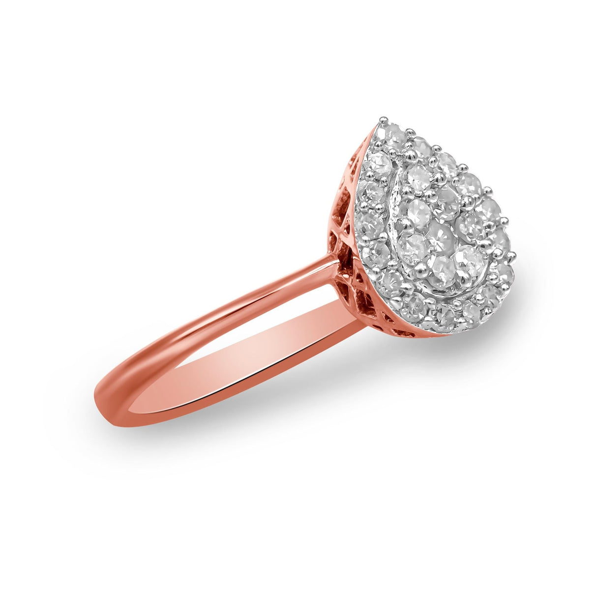 10K Rose Gold 3/8 Cttw Round-Cut Diamond Pear Promise Ring (I-J Color, I2-I3 Clarity) by Haus of Brilliance