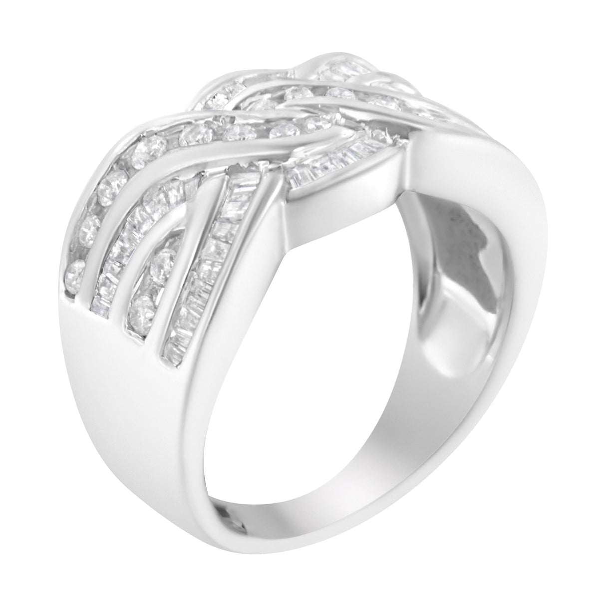 10K White Gold Diamond Bypass Ring (1 Cttw, H-I Color, I1-I2 Clarity) by Haus of Brilliance