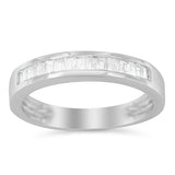 .925 Sterling Silver 1/3 Cttw Baguette Cut Diamond Channel Set Stackable Wedding Ring (H-I Color, I1-I2 Clarity) by Haus of Brilliance