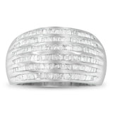 .925 Sterling Silver 1.0 Cttw Baguette-Cut Diamond 6-Row Channel Set Domed Tapered Cocktail Fashion Ring (H-I Color, I2-I3 Clarity) by Haus of Brilliance