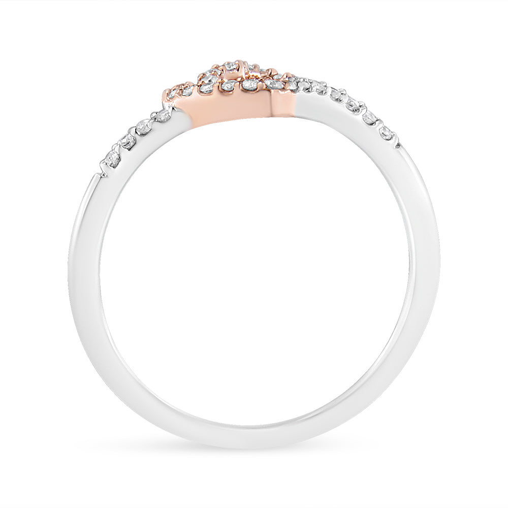 14K Rose Gold Plated and White .925 Sterling Silver 1/5 Cttw Round-Cut Diamond Open Heart Promise Ring (I-J Color, I2-I3 Clarity) by Haus of Brilliance