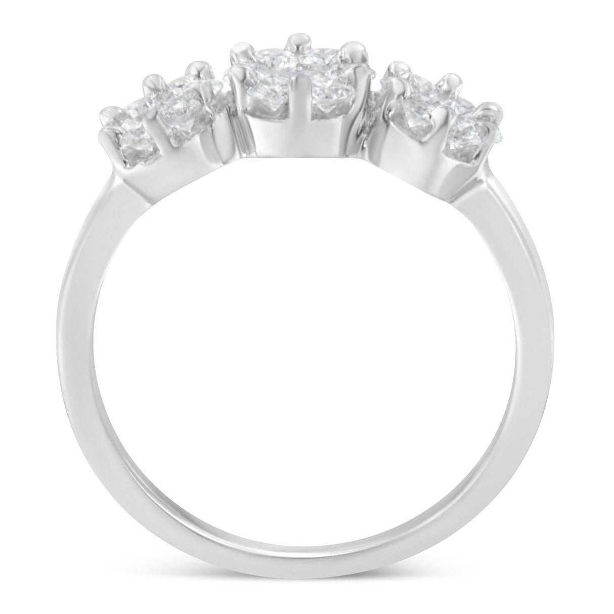 14K White Gold Three-Stone Cluster Diamond Ring (0.7 Cttw, H-I Color, SI2-I1 Clarity) by Haus of Brilliance