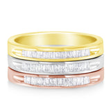 10K Yellow, White and Rose Gold over .925 Sterling Silver 5/8 Cttw Diamond Channel-Set Stackable Band Ring Set (H-I Color, I1-I2 Clarity) by Haus of Brilliance