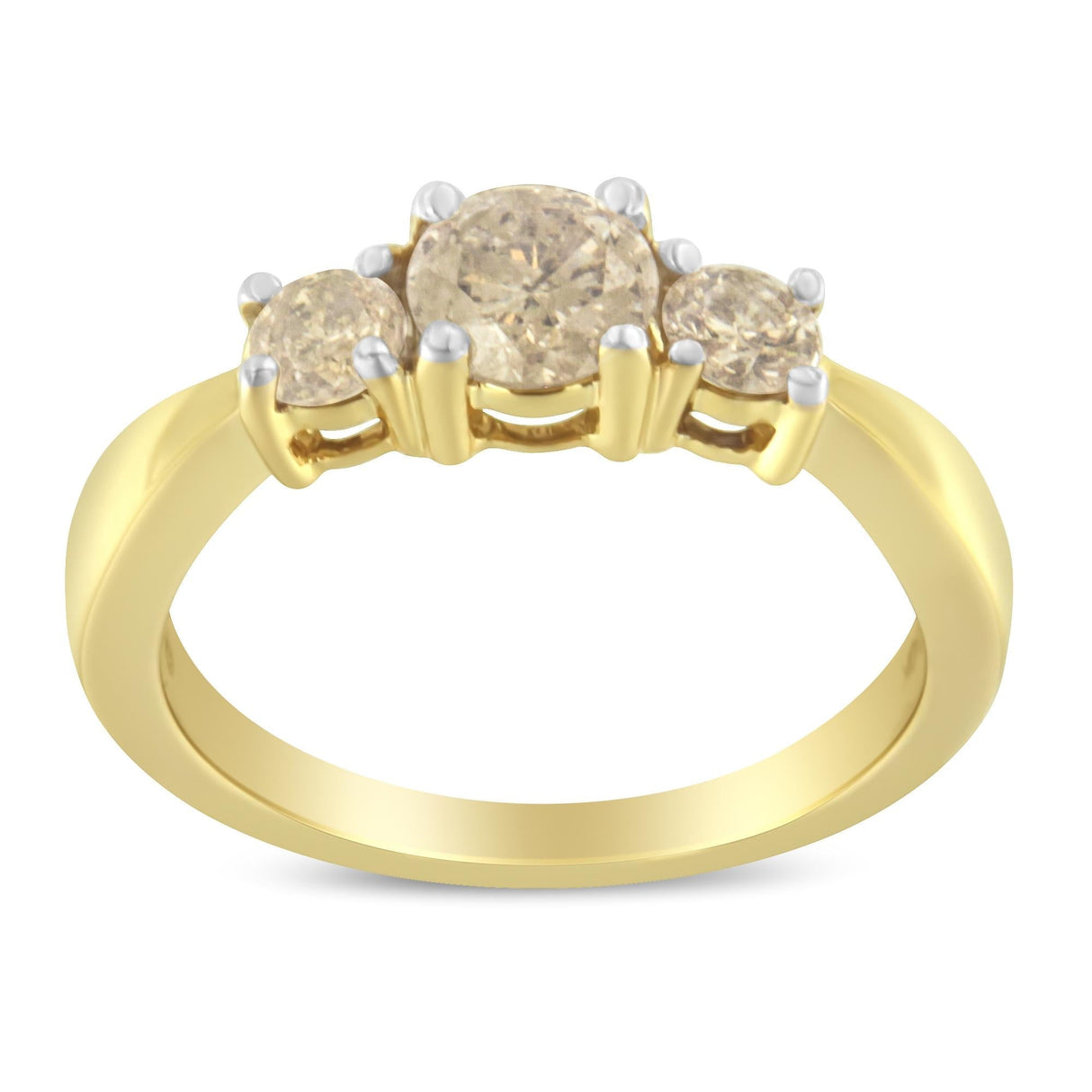 10K Yellow Gold Three Stone Diamond Band Ring (1.00 cttw, J-K Color, I2-I3 Clarity) by Haus of Brilliance