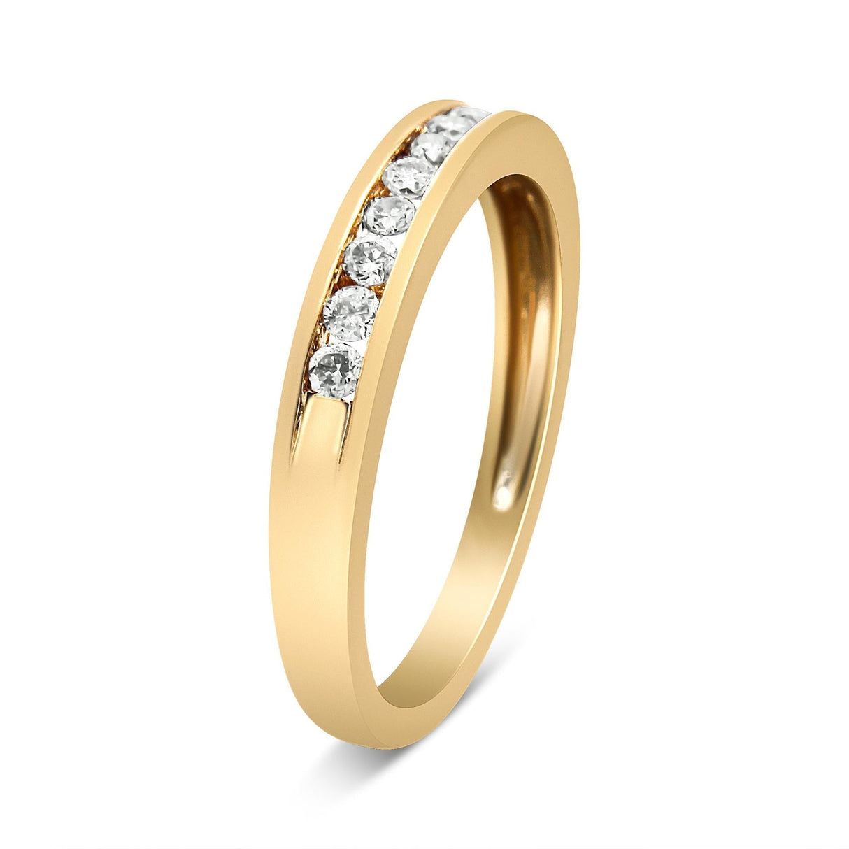 10K Yellow Gold Plated .925 Sterling Silver 1/4 Cttw Channel Set Round Diamond 11 Stone Wedding Band Ring (K-L Color, I1-I2 Clarity) by Haus of Brilliance