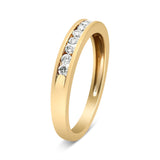 10K Yellow Gold Plated .925 Sterling Silver 1/4 Cttw Channel Set Round Diamond 11 Stone Wedding Band Ring (K-L Color, I1-I2 Clarity) by Haus of Brilliance