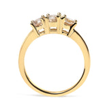 10K Yellow Gold 1.00 Cttw Champagne Diamond 3-Stone Band Ring (J-K Color, I1-I2 Clarity) by Haus of Brilliance