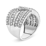 .925 Sterling Silver 2 3/8 Cttw Diamond Multi Row Overlay Band Ring ( J-K Color, I3 Clarity) by Haus of Brilliance