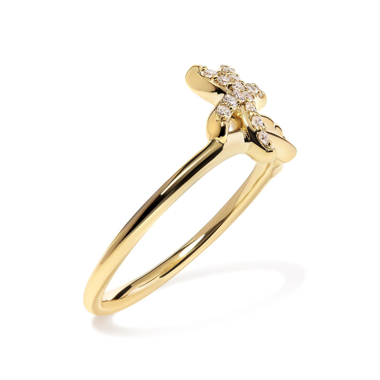 10K Yellow Gold 1/10 Cttw Diamond  Palm Tree Statement Ring (H-I Color, I1-I2 Clarity) by Infinite Jewels