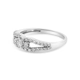 10K White Gold 1/2 Cttw Round Cut Diamond Three Stone Split Shank Band Ring (H-I Color, SI1-SI2 Clarity) by Haus of Brilliance