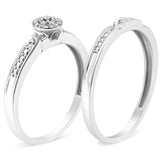 .925 Sterling Silver Diamond Accent Frame Twist Shank Bridal Set Ring and Band (I-J Color, I3 Clarity) by Haus of Brilliance