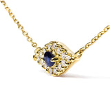 10K Yellow Gold Blue Sapphire and Diamond Accented Evil Eye 18" Inch Pendant Necklace (H-I Color, I1-I2 Clarity) by Haus of Brilliance