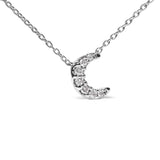 10K White Gold Diamond Accented Crescent Moon Shaped 18" Inch Pendant Necklace (H-I Color, I1-I2 Clarity) by Haus of Brilliance